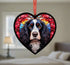 Cocker Spaniel Black & White Stained Glass Effect Heart Suncatcher